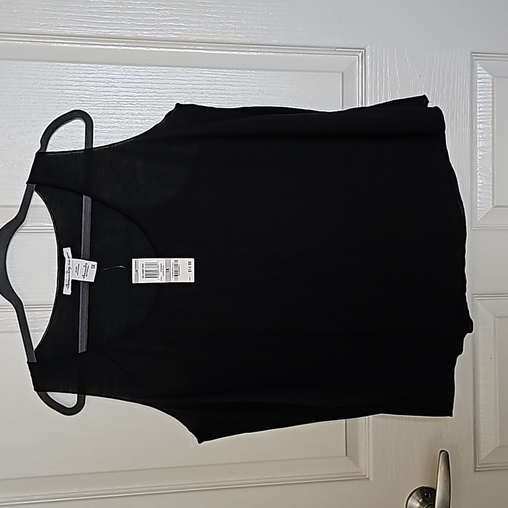 American Rag Cie Women's Sheer Basic Black Tank Size 1X
